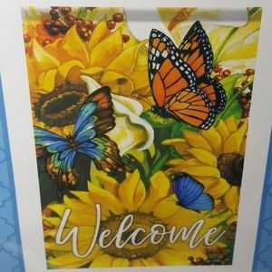 Outdoor Garden Flag Double Sided Welcome Yellow